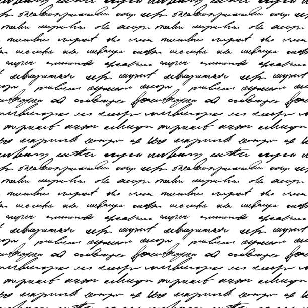 ilustrações de stock, clip art, desenhos animados e ícones de illegible, unreadable handwritten text seamless pattern. - backgrounds textured inks on paper black