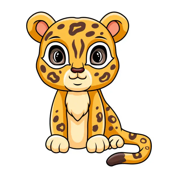 Vector illustration of Cute funny baby cheetah sitting
