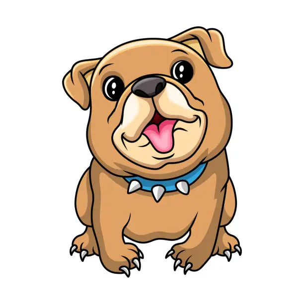 Vector illustration of Cute happy bulldog a sitting