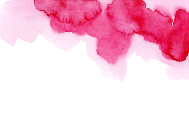 istock Bright painted pink watercolor splash isolated on white background. Hand drawn texture 1488267414