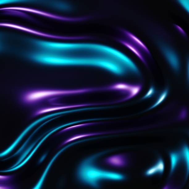 istock glowing neon light purple and blue abstract wavy and silk forms liquid, Golden glossy gradient texture surface water Backdrop, 3D Silk Illustration 1488267812