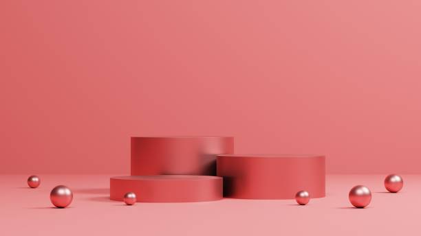 istock minimal pink and rose gold pedestal or podium mockup display, empty platform for product showcase and presentation, clean stage, 3d rendering 1488267922