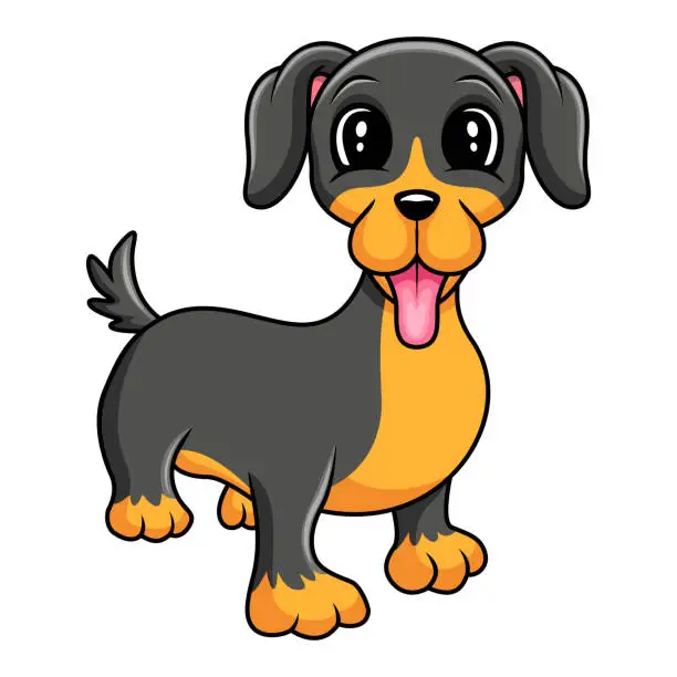 Vector illustration of Funny Cute Rottweiler Dog Happy