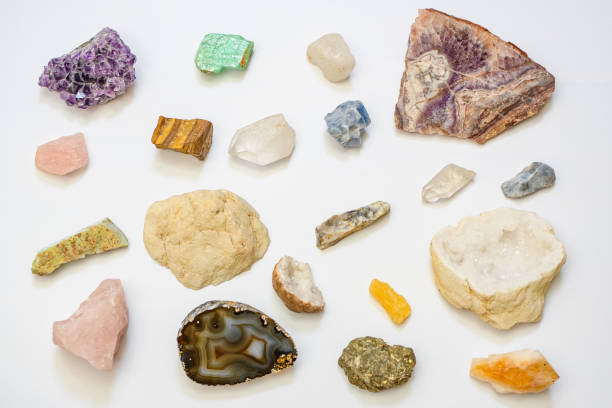 istock Collection of various gemstones on a light background 1488277379