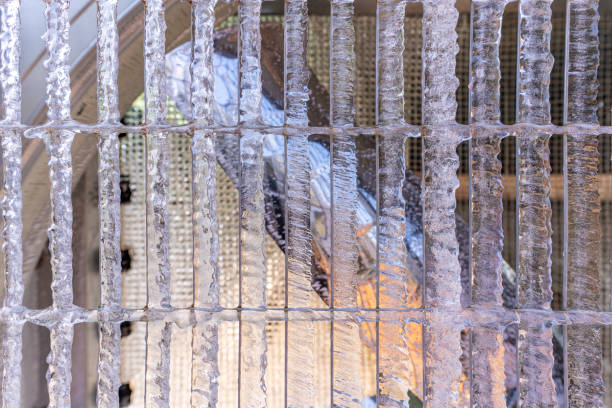 Ice formation on the ventilation fan fence