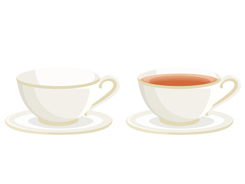 A teacup icon set containing a teacup and black tea. Vector image