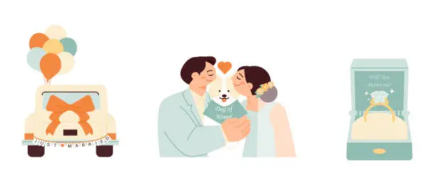 Vector illustration of Happy wedding