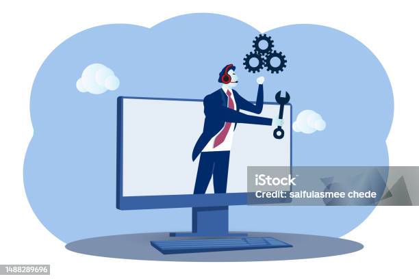 Call Tech Problem Call Center Support Staff Help Fixing Technical Problem Help Desk Or ...