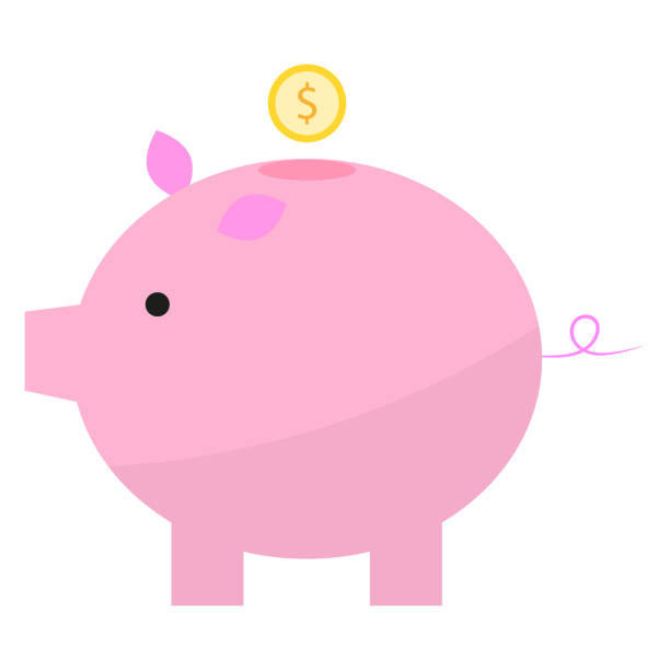 ilustrações, clipart, desenhos animados e ícones de cofrinho rosa porco. conceito de finanças. tempo de comercialização. ilustração vetorial. - time savings currency pig
