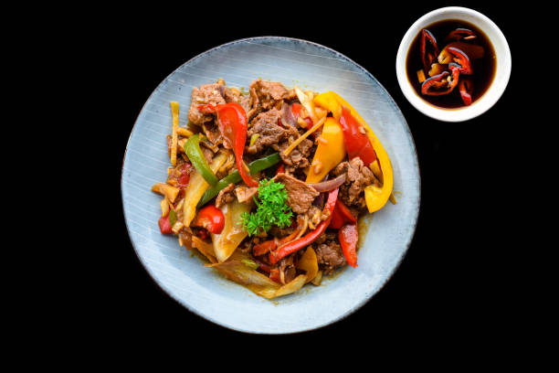 istock Satay fried beef with with pepper in vietnamese style for a menu 1488295101