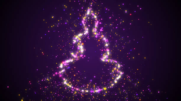 istock Attractive Abstract Purple Yellow Colorful Shiny Glow Buddha Meditating Circle Dotted Lines Silhouette With Glitter Sparkle Particles 1488297341