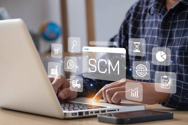 istock businessman analyze supply chain management SCM. 
Business, Technology, Internet and network concept. 1488298003