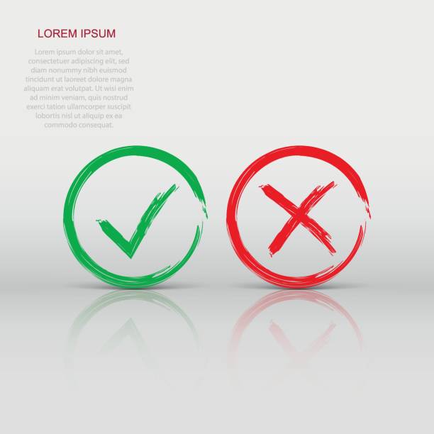 istock Check marks tick and cross icon. Vector illustration on white background. Business concept yes and no checkmark pictogram. 1488299413