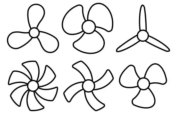 Vector illustration of Propeller air, ventilator propeller, fan and blade, equipment propeller blower. Vector illustration.