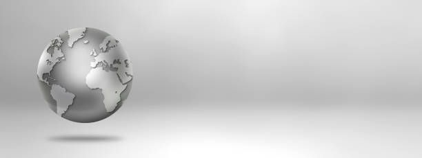 istock Metal world globe isolated on white background 1488303420