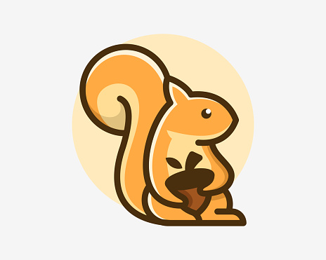 Cute Squirrel Chipmunk Funny Holding Acorn Nut Cartoon Childish Mascot Adorable Vector Design Illustration