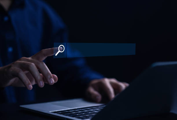 istock Businessman showing internet browser search connection and website 1488307279