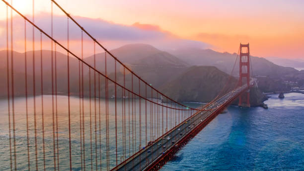 vista del puente golden gate - golden gate bridge san francisco county san francisco bay bay fotografías e imágenes de stock