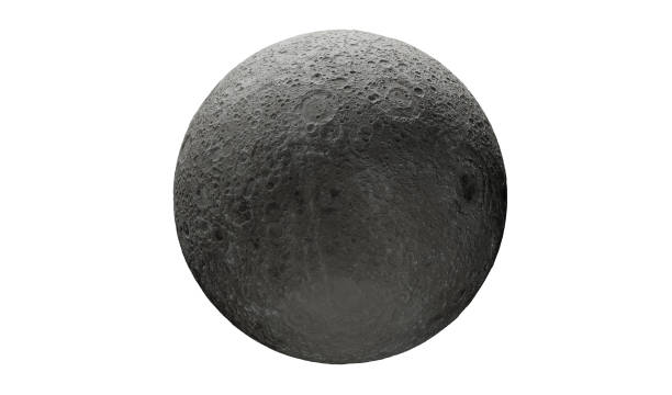 istock Moon sphere isolated on white background. Moon globe with craters 3d illustration 1488309525