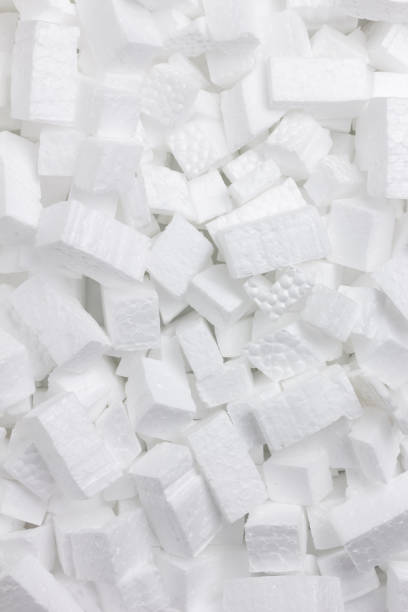 istock Texture formed by accumulation of regular shapes of white polystyrene. 1488309575
