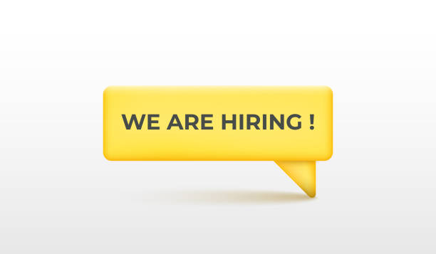istock 3D Hiring text with magnifier background. Business recruiting and hiring concept. vector art illustration. 1488309891