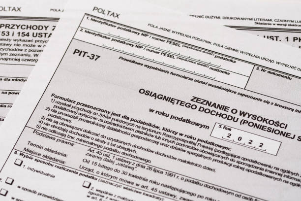 istock Close up of pit 37 income tax return form 1488312831