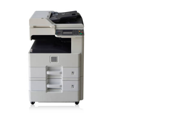 istock inside left, black and white digital photocopier and printer on isolated background, technology, object, banner, template, copy space 1488313547