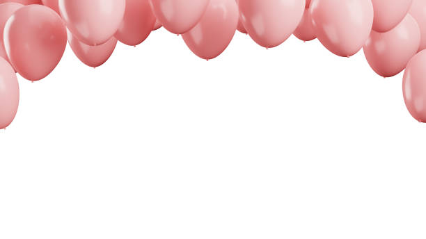 Yellow balloon frame isolated in white background. 3D illustration