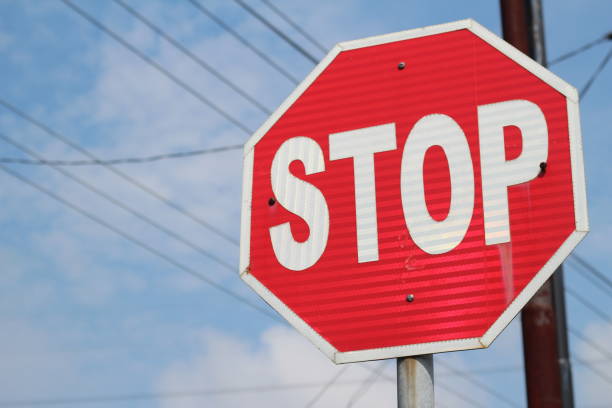 istock Traffic sign for stop with an empty area on the left side 1488319982