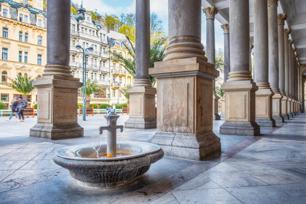 Public medieval fountain, Mill Colonnade, Karlovy Vary, Czech Republic