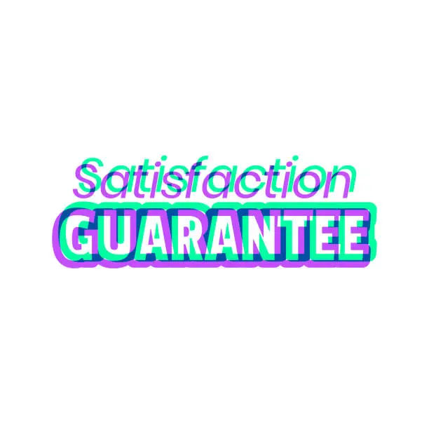 Vector illustration of Satisfaction Guarantee. Icon with two color overlay on white background