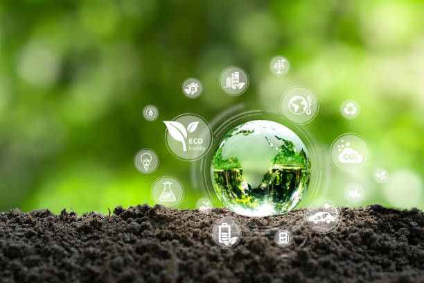 istock crystal globe with a sustainable development icon. clean energy eco-friendly, ecology, green technology, and environmental protection. technology safe environment-friendly nature 1488322585