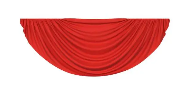 Vector illustration of Red pelmet drapery curtain