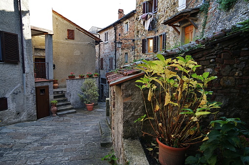 Glimpse of the medieval old town of Anghiari, Tuscany, Italy