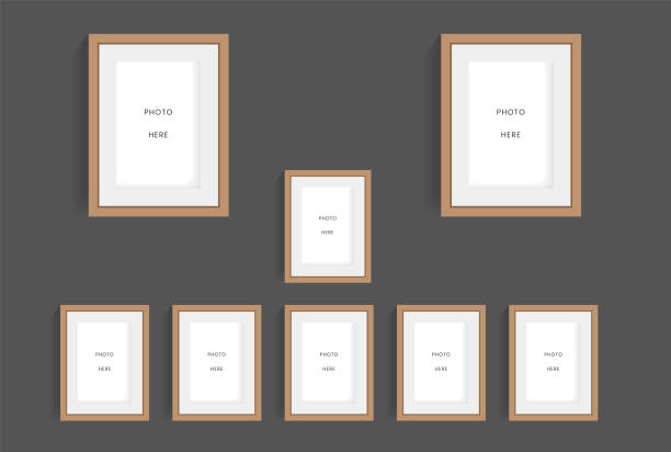 istock SET of 8 realistic photo frame design in vector illustration on dark background 1488326568