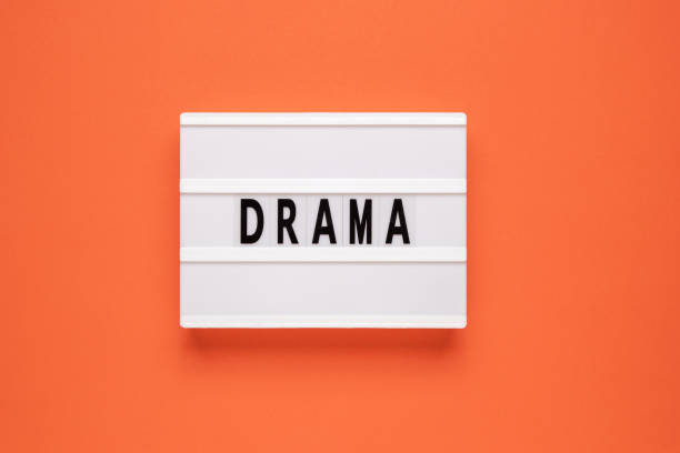 istock Lightbox with word drama on orange background. 1488326621
