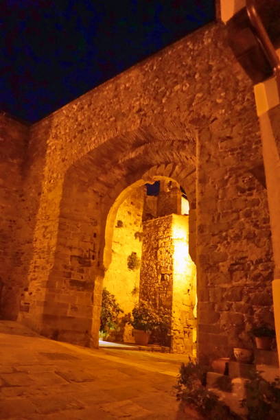 istock Lower Gateway or New Gate in Anghiari at night 1488329772