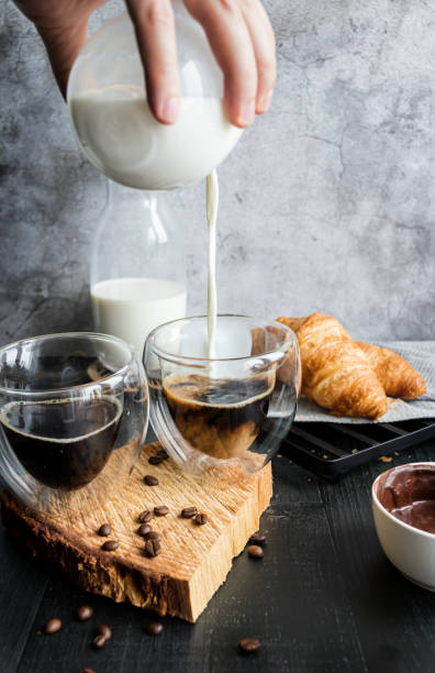 istock Coffee with milk. Morning. On a dark background. Breakfast 1488329899