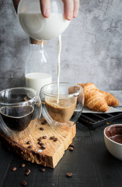 istock Coffee with milk. Morning. On a dark background. Breakfast 1488329928