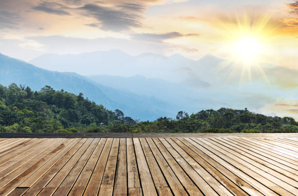 istock Empty boardwalk on top of mountain 1488333413