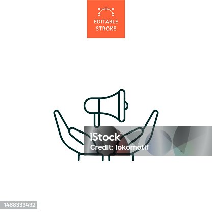 istock Freedom of Speech Line Icon with Editable Stroke. The Icon is suitable for web design, mobile apps, UI, UX, and GUI design. 1488333432