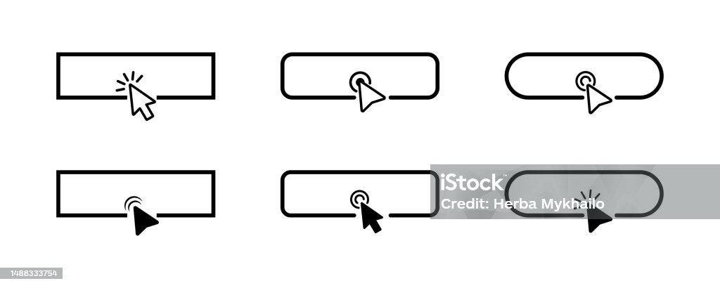 Curson Button Click Mouse Cursor On Blank Button Set Of Template Web Buttons And ...