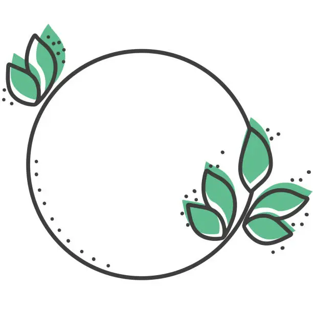 Vector illustration of Simple botanical wreath with greenery and leaves in doodle style