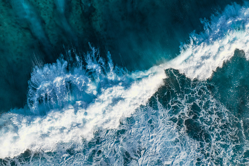 Aerial drone view of waves
