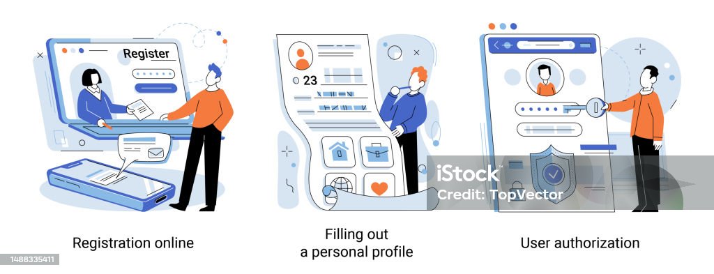 Register User Photo Registration Or Sign Up User Interface People Using Secure Login And ...