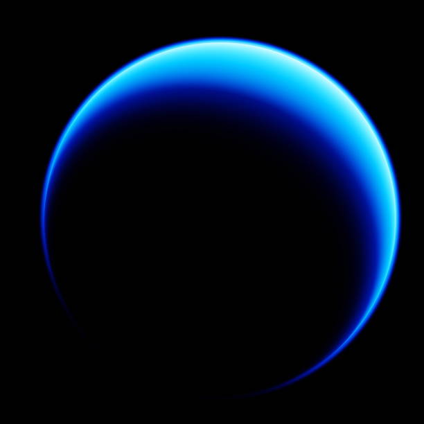 Blue planet Neptune, silhouette on a black background. 3d rendering