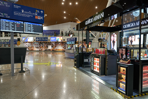 Kuala Lumpur, Malaysia - Circa March, 2023: Giorgio Armani store in Kuala Lumpur International Airport.