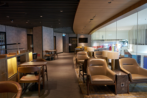Kuala Lumpur, Malaysia - Circa March, 2023: interior shot of Plaza Premium Lounge at KLIA2 airport.