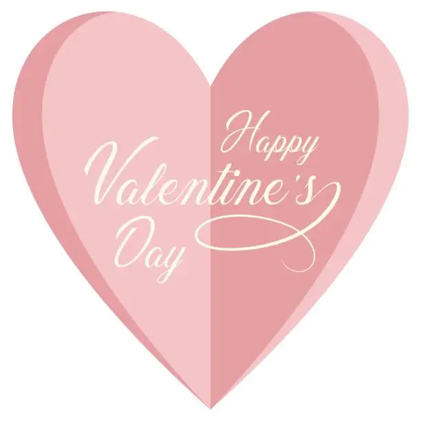 Vector illustration of Happy Valentines Day Vector lettering with pink Heart. White back.