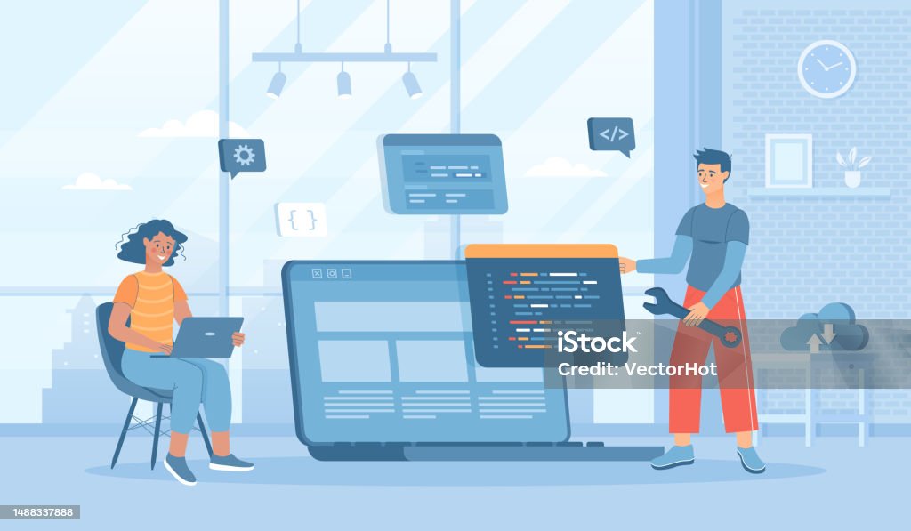 Software Development Programming Coding People Write Code Settings And ...